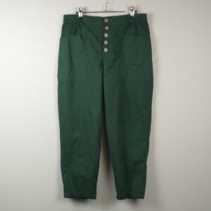 Lintico Linen Heidi Pants Womens XL Green Simple Button Fly Trousers